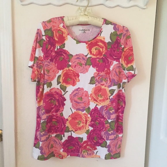 Croft&Barrow Floral Rose Tee - Picture 1 of 5